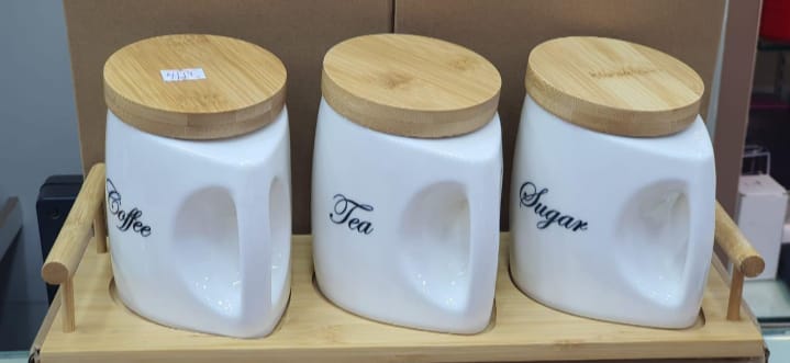 Ceramic Tea Coffee and Sugar Canister Set