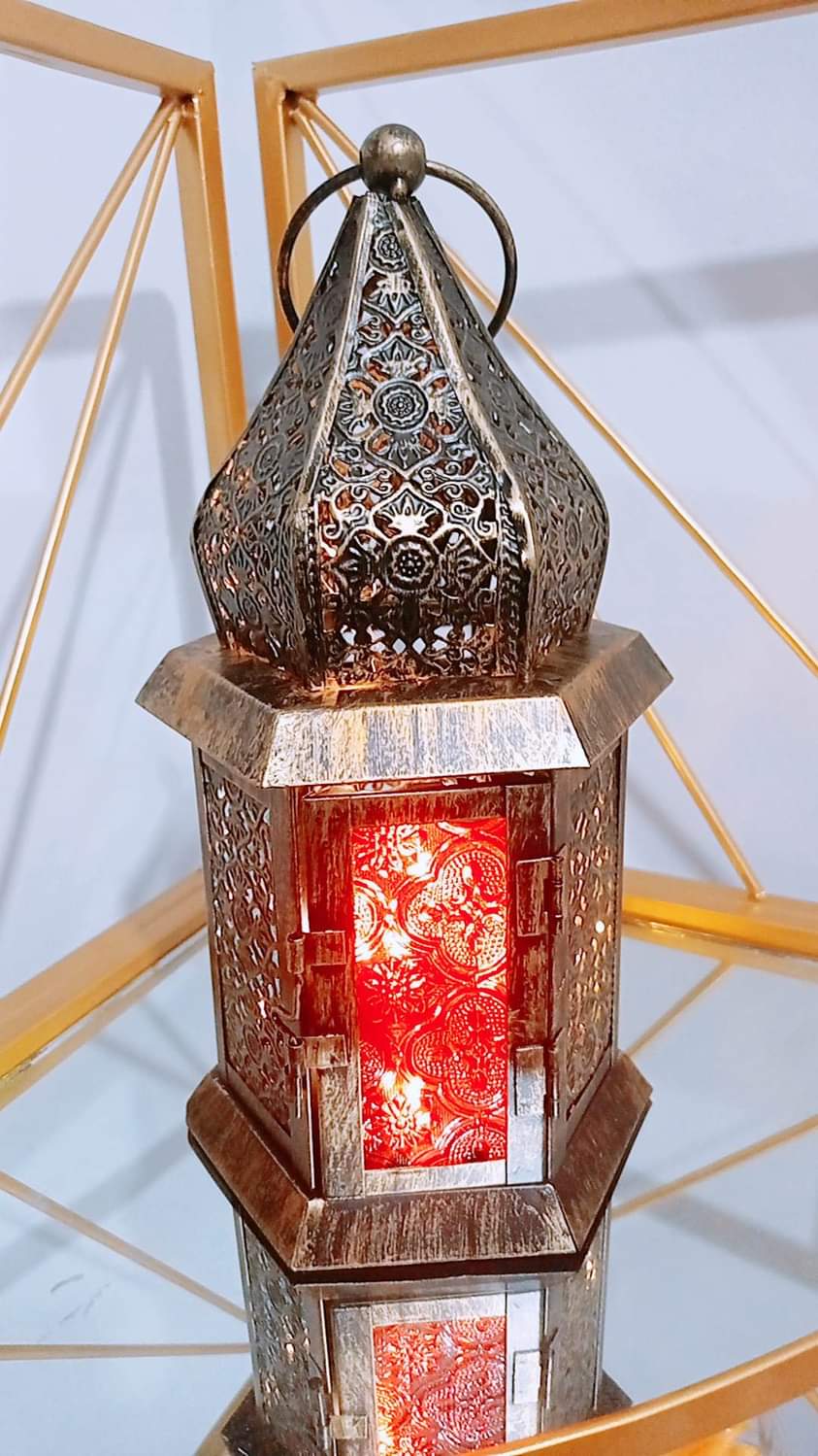Moroccan-style metal lantern