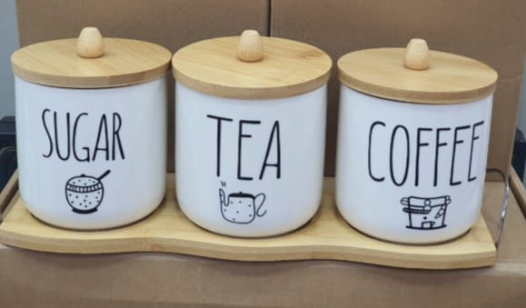 Ceramic Tea Coffee and Sugar Canister Set - Image 2