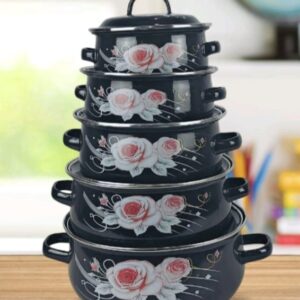 5-piece black enamel casserole cookware set