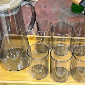 Elegant 8-Piece Water Set with Wooden Tray