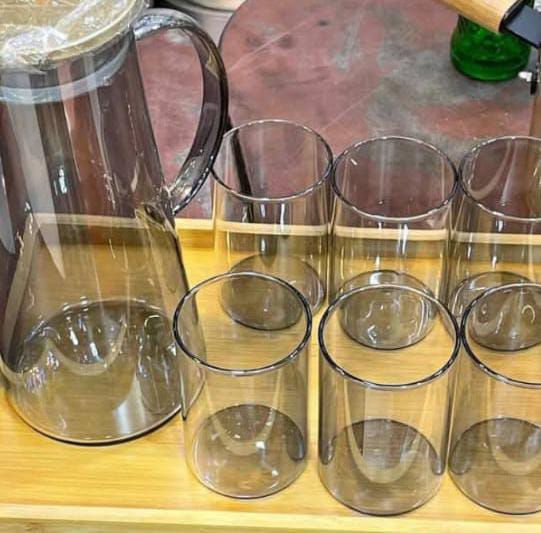 Elegant 8-Piece Water Set with Wooden Tray