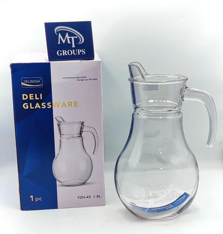Deli Glass Water Jug with Lid (1.8 Liters)