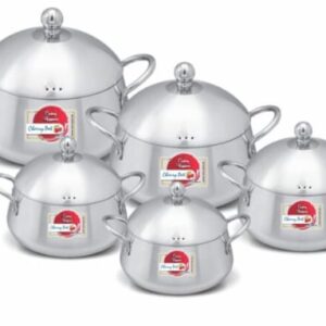 Stainless Steel Cooking Pot Set (5-Piece – 2L to 6L)